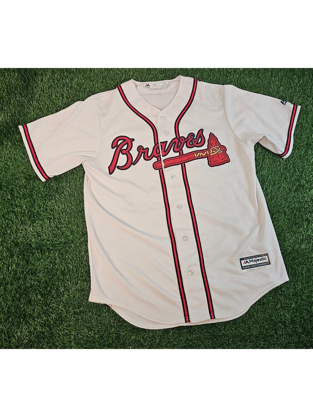 Majestic Atlanta Braves Cool Base MLB Baseball Jersey Size Medium